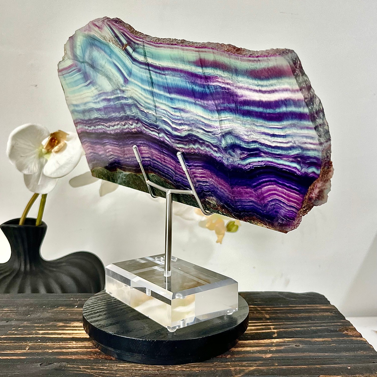 2.24LB Large natural fluorite, beautiful colored fluorite slices, crystal spirit