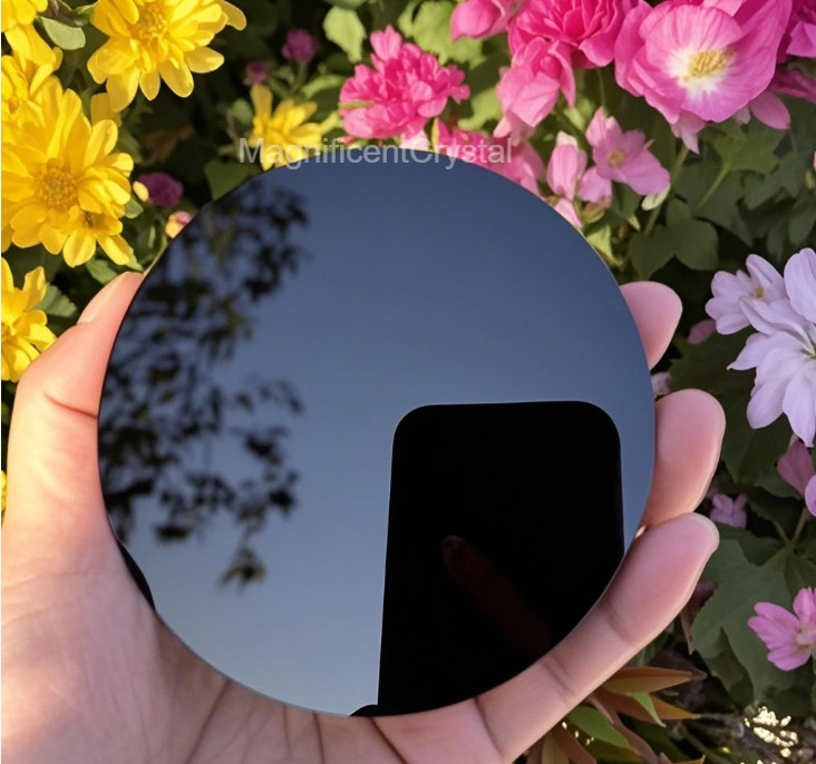 Scrying Mirror Polished Black Obsidian Crystal Healing Energy Art Decor Gifts