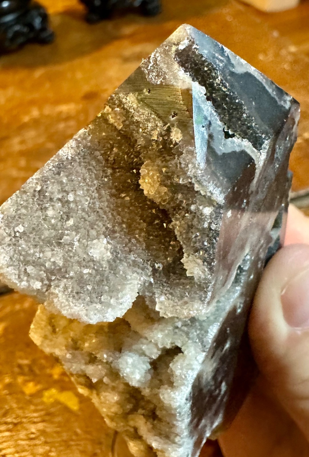 Druzy clear quartz crystal tower in dark matrix – Free shipping