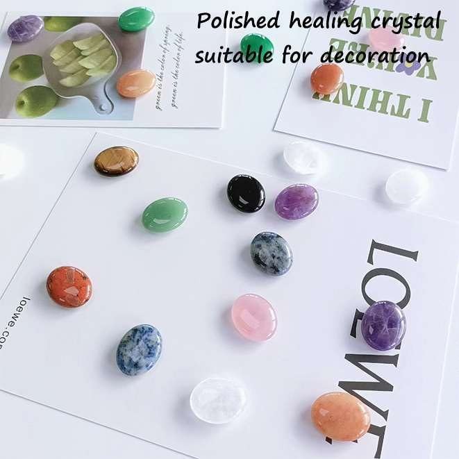 10PCS Healing Crystals Palm Stone Set Oval Crystal Amethyst Rose Quartz Obsid…