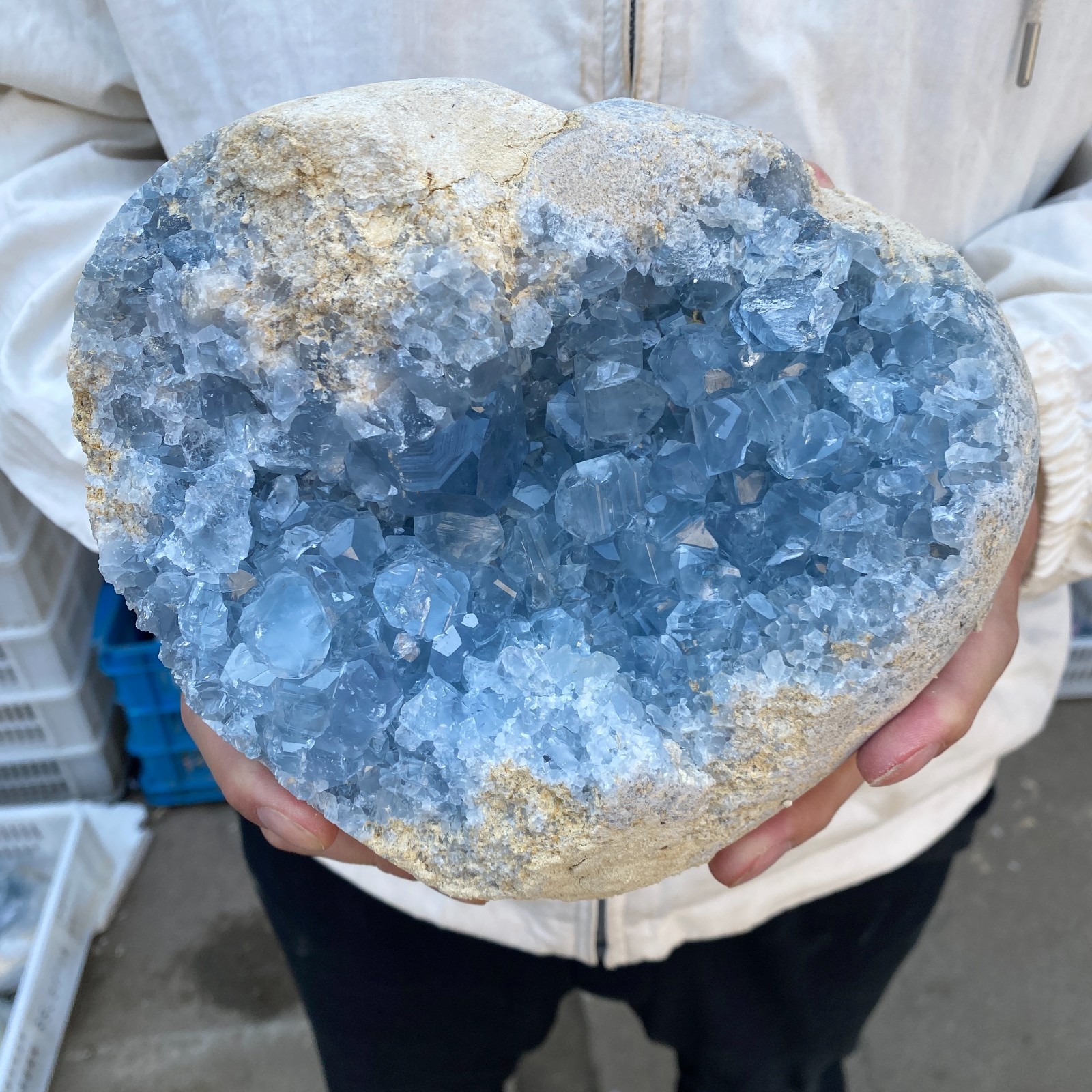 9.8LB Celestite Cluster Blue Geode Crystal Rock Yoga Meditation Reiki Decor