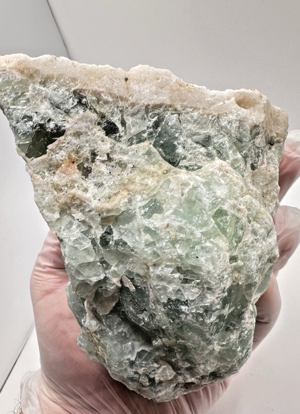 Mexico Green Fluorite Crystal Specimen 6 in 4 lb Druzy Layer