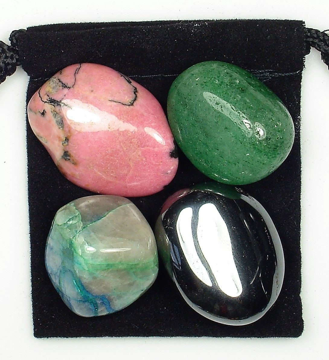 HIP SUPPORT Tumbled Crystal Healing Set =4 Stones + Pouch + Description Card
