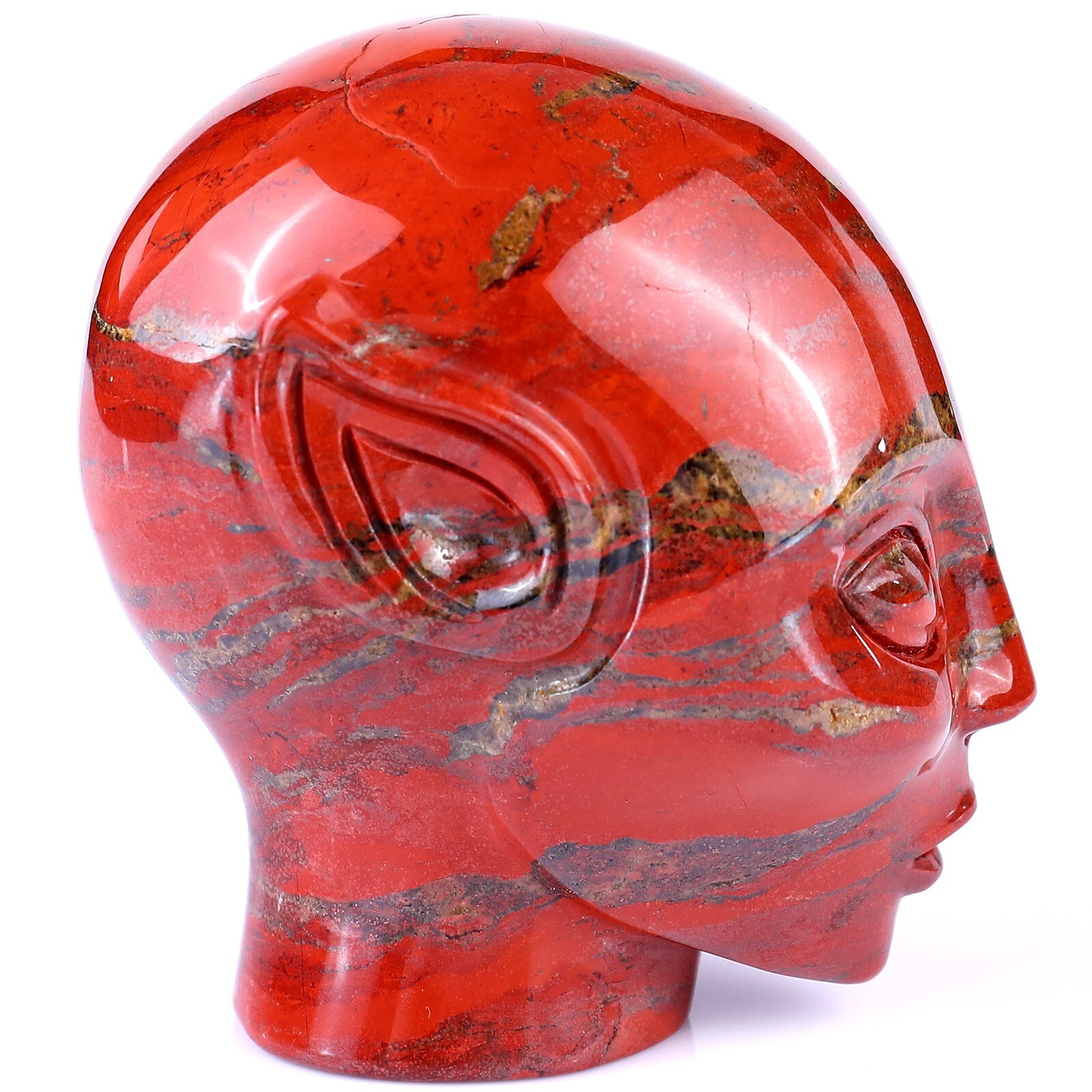 3.9″ Red Jasper Hand Carved Elf Alien Sculpture Crystal Healing Carving Decor