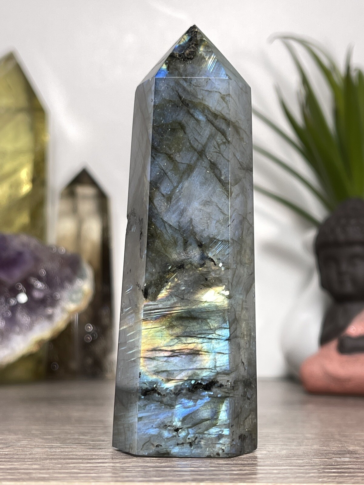 LABRADORITE TOWER – Blue Feldspar Mineral Point Reiki Chakra Wiccan Magick Decor