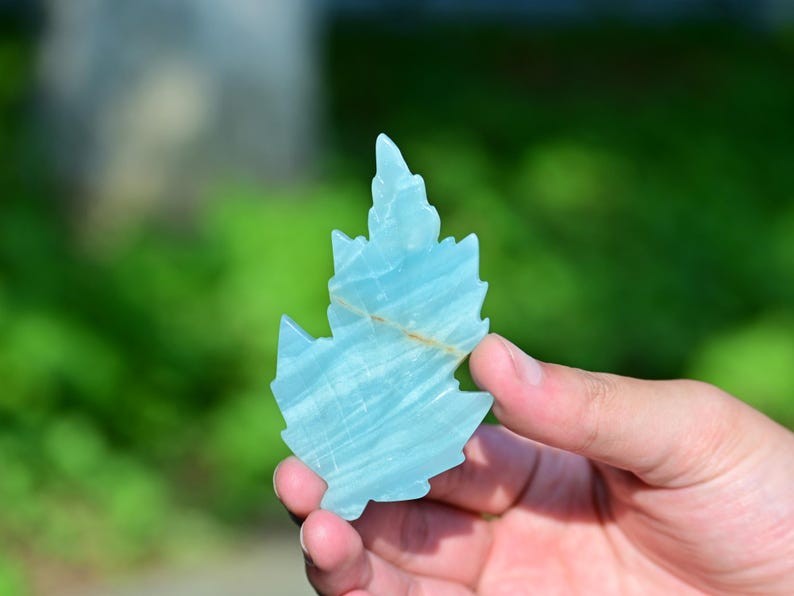 3” Natural carved Mixed material leaf Reiki decor figurine healing gift 1pc