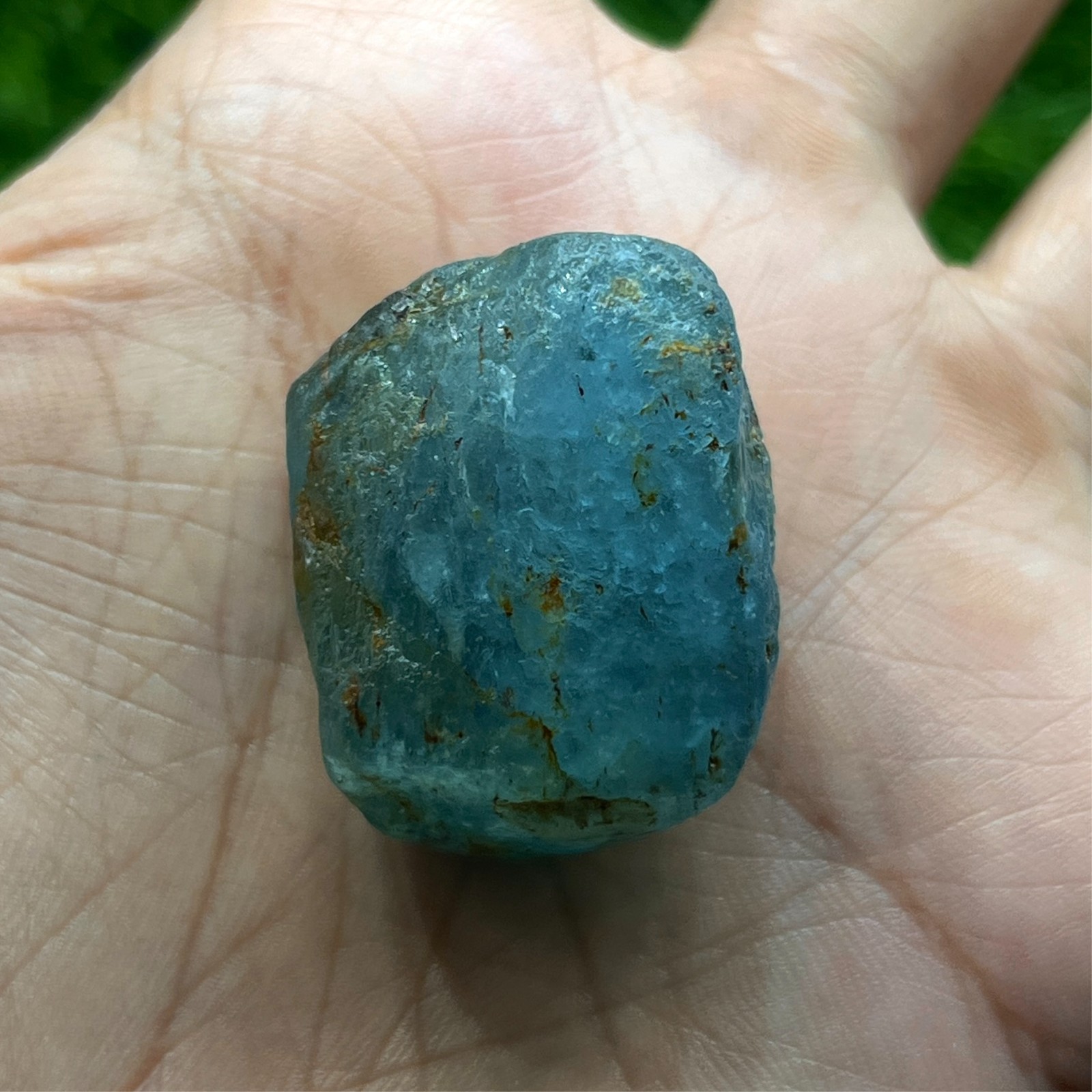 Rare Deep Blue Aquamarine Rough Nugget 111 Ct 28×25 mm, South Africa, Unheated