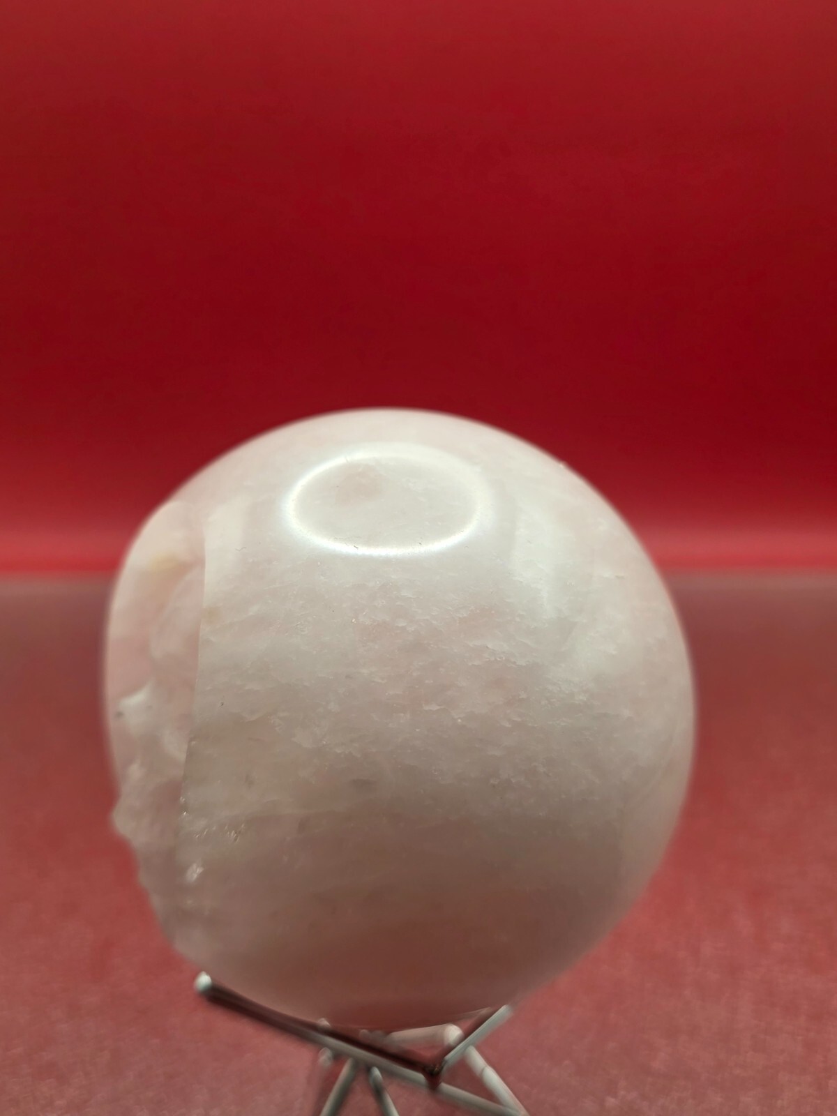 Natural Pink Rose Quartz Hand Carved Skull Sphere Quartz Crystal Ball 1+LB