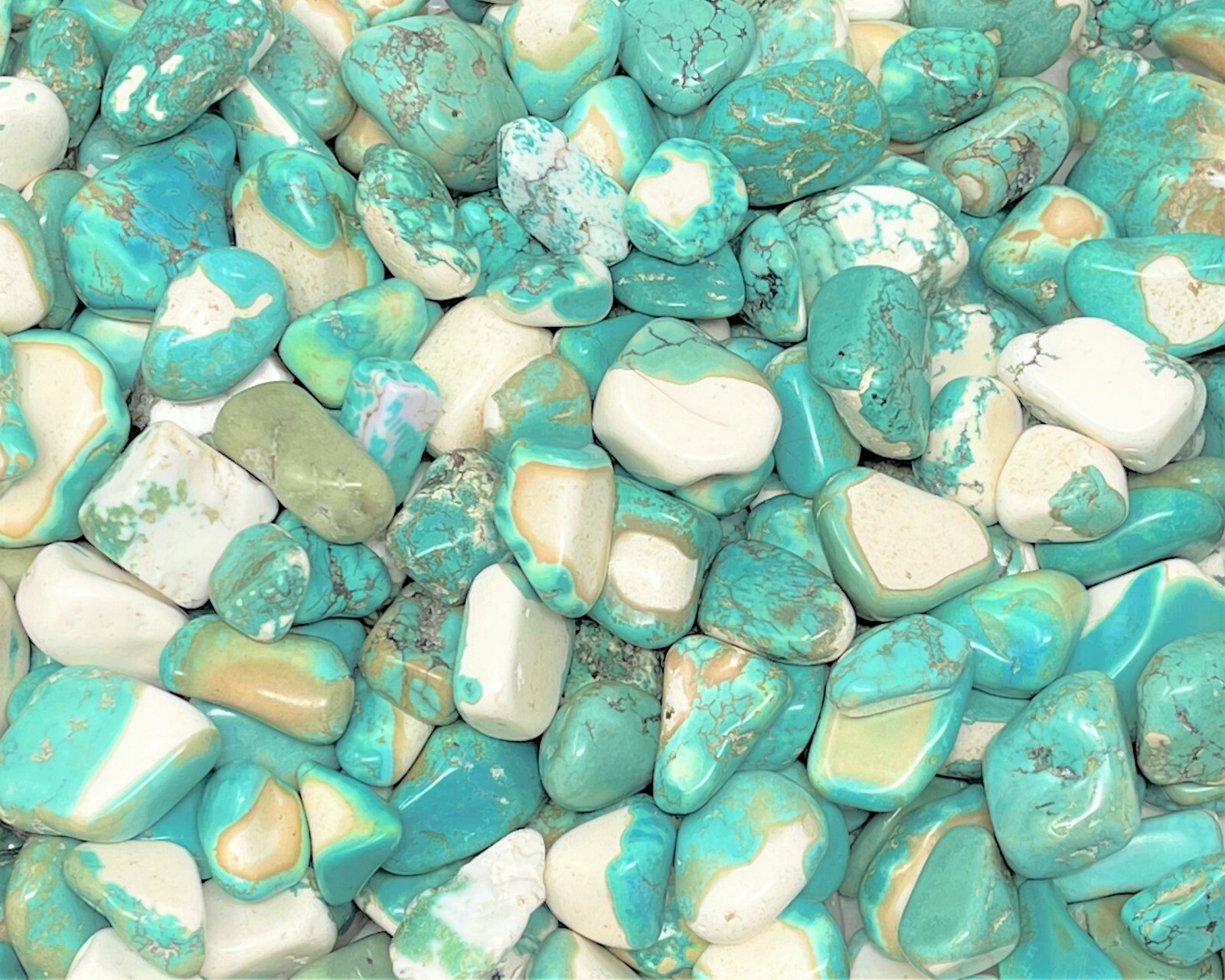 Turquoise Howlite Tumbled Stones: Choose Amount Ounces or lb Wholesale Bulk Lots