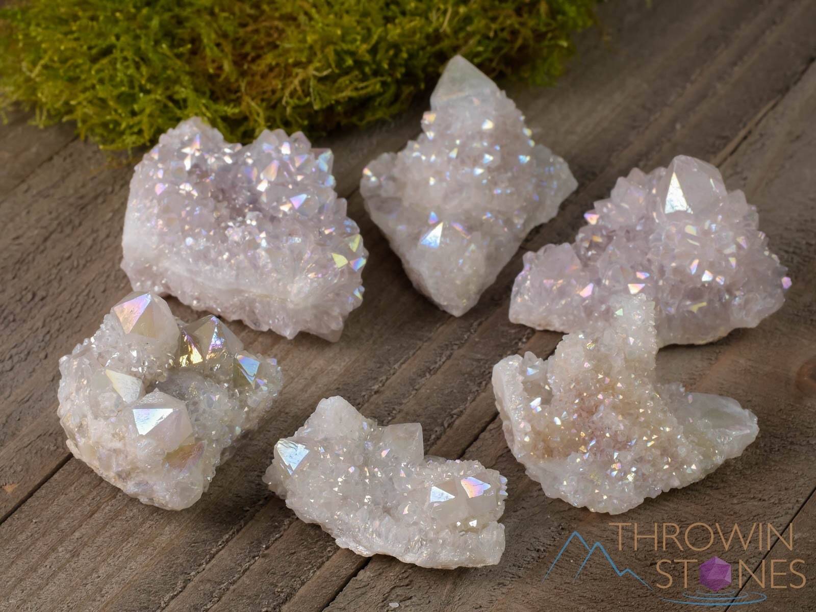 White ANGEL AURA QUARTZ Crystal Cluster – Rainbow Spirit Quartz Decor, E2007