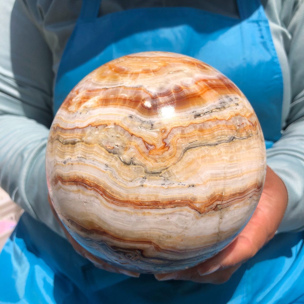 6.79LB Natural Striped Agate Ball Quartz Crystal Sphere reiki healing