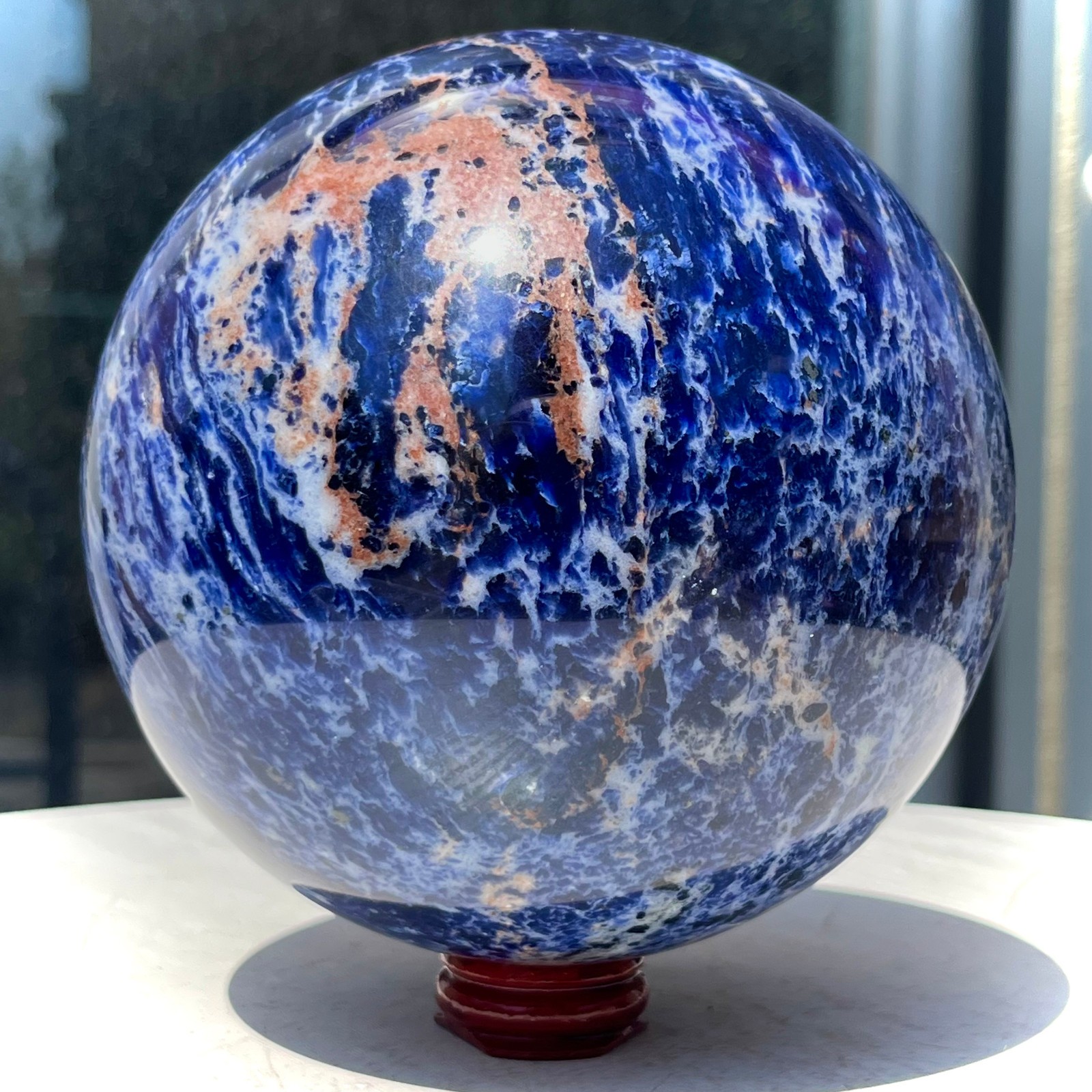 Natural Blue Sodalite Sphere Crystal Ball Healing Stone Reiki Chakra Gift 5.8 lb