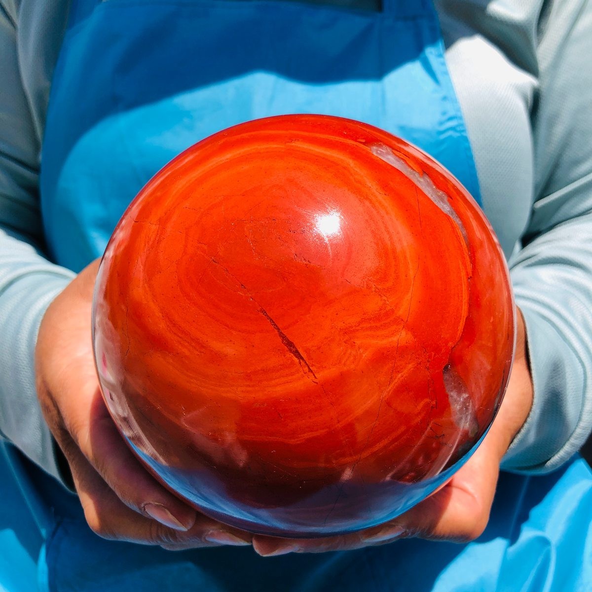 6.16LB Natural red jade ball quartz crystal ball, spiritual energy healing