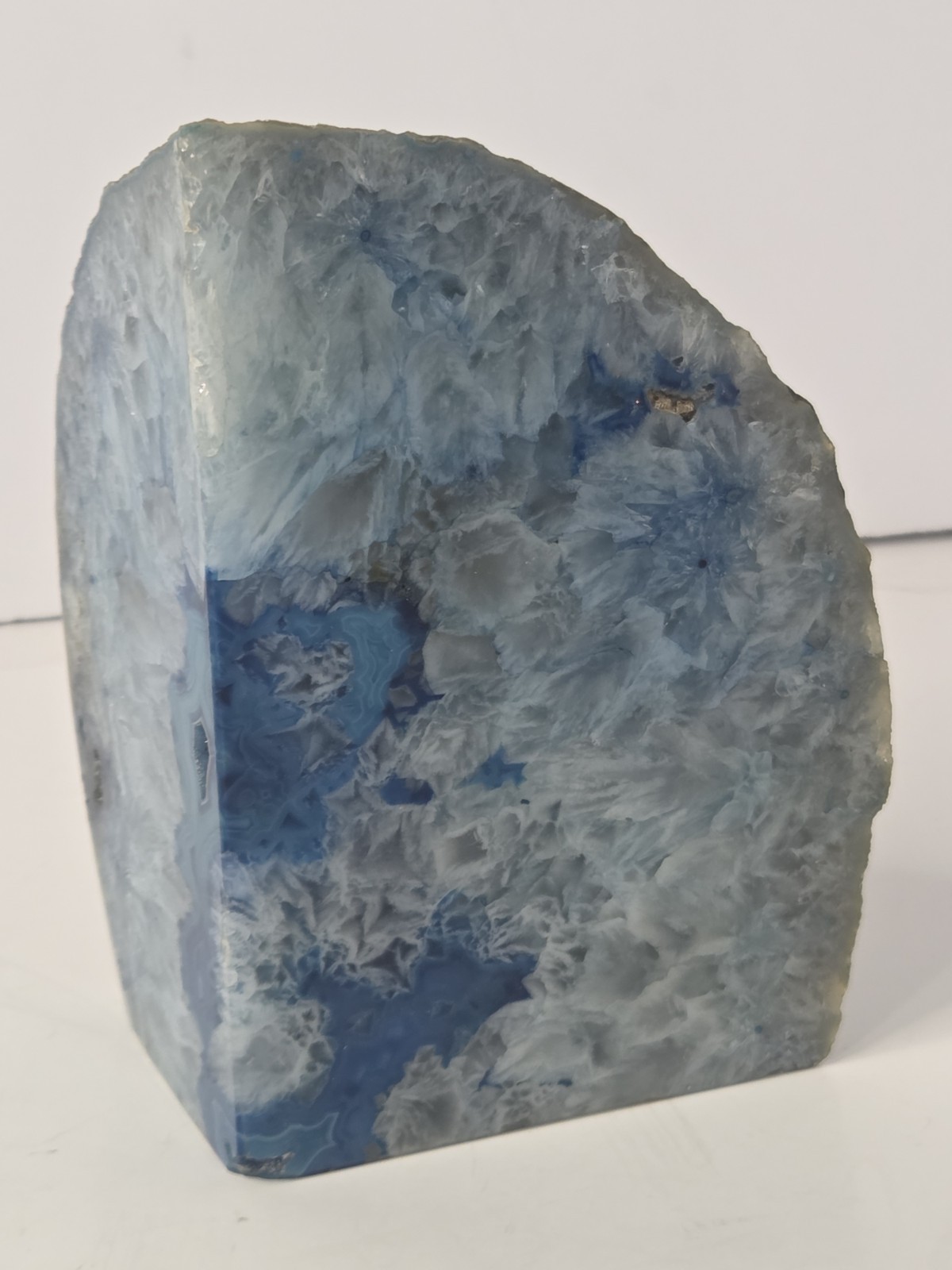 chunk of geode brazil blue agate crystal stone wedge book end sculpture heavy