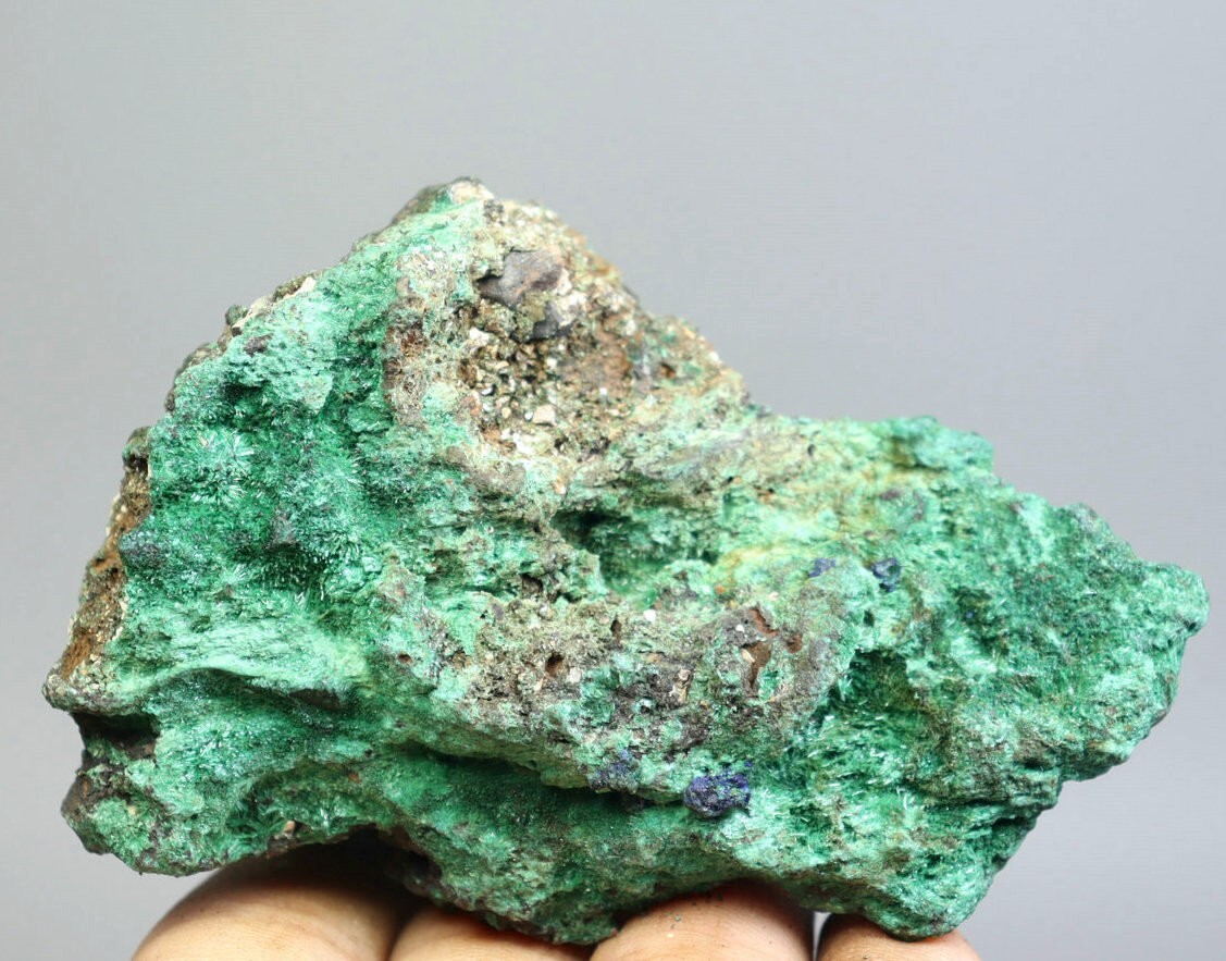 Natural Glittering Azurite Malachite Quartz Crystal Rock Geode Mineral Specimen