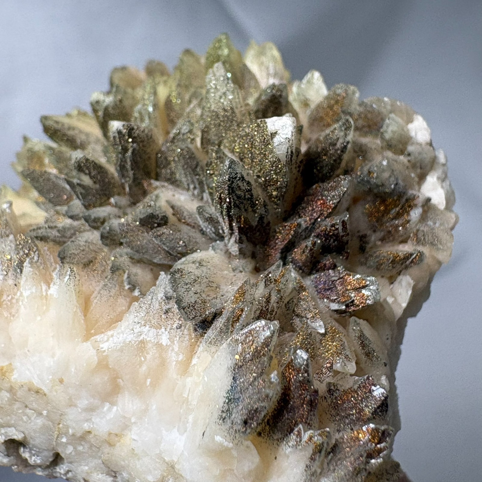 Natural Druzy Pyrite on Dogteeth Calcite Cluster Raw Mineral Sparkle Specimen