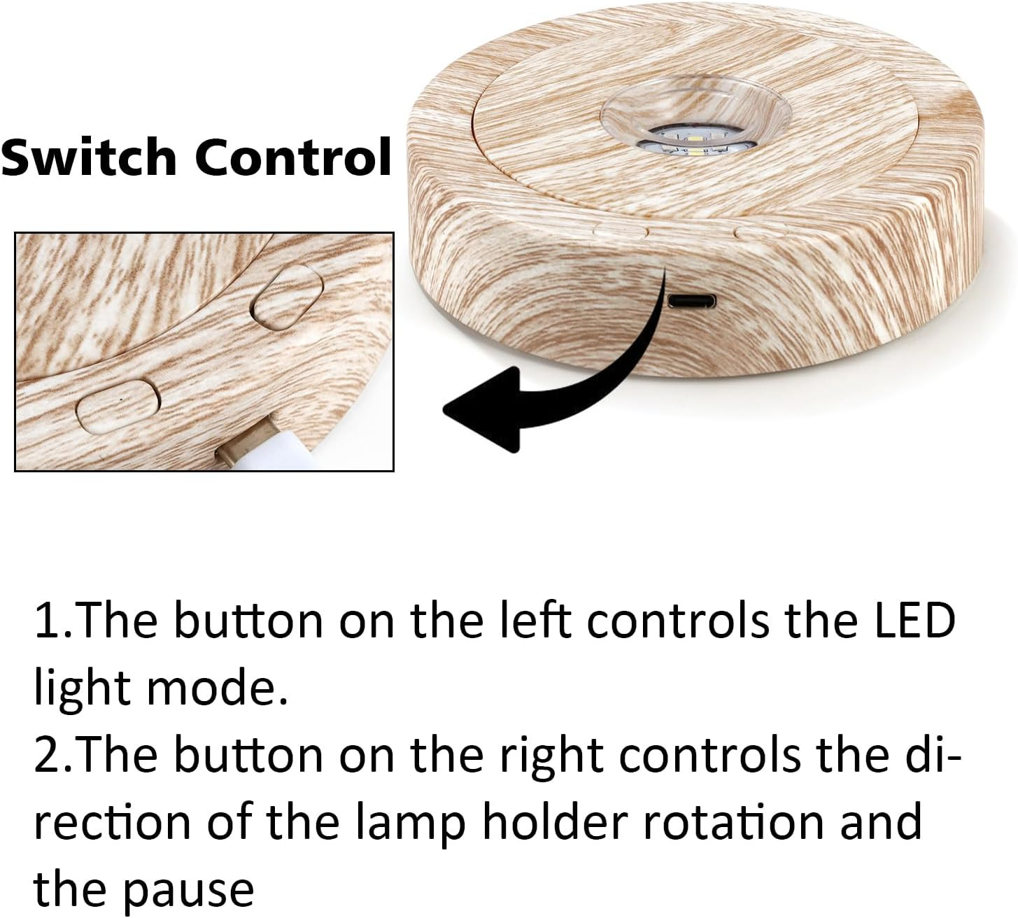 Base LED giratoria luces 7 madera positivo y negativo expositor cristal vidrio