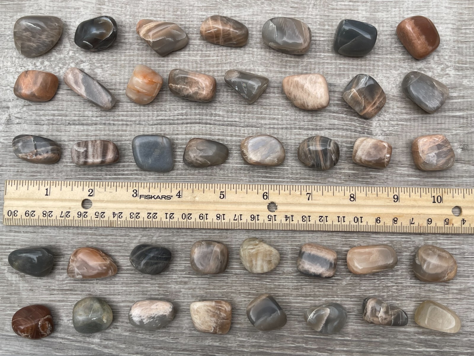Grade A++ Moonstone Multi Tumbled Stones, 0.75-1″ Tumbled Multicolored Moonstone