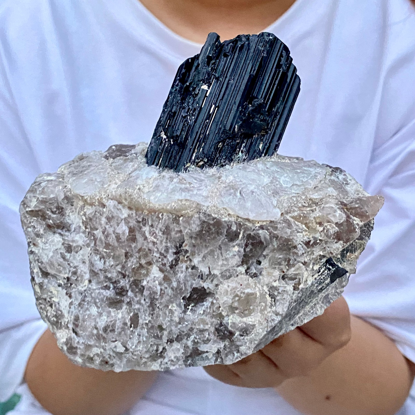 2.29LB Natural Black Tourmaline Quartz Crystal Stone Gem Original Mineral Speci