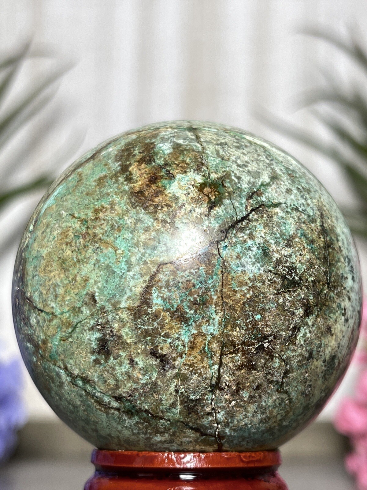 PHOENIX SPHERE – Green Blue Mineral Copper Ore Malachite Turquoise Crystal Orb