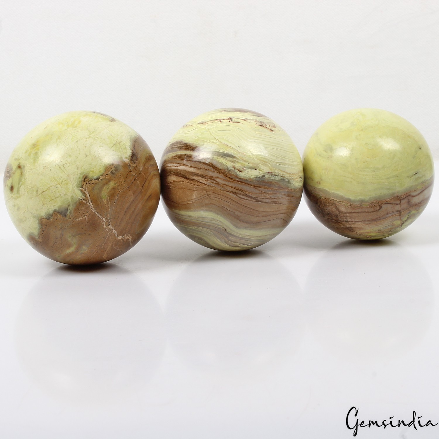 Natural Chrysoprase Sphere 63-69mm Polished Crystal Ball For Healing, Decor~3 Pc