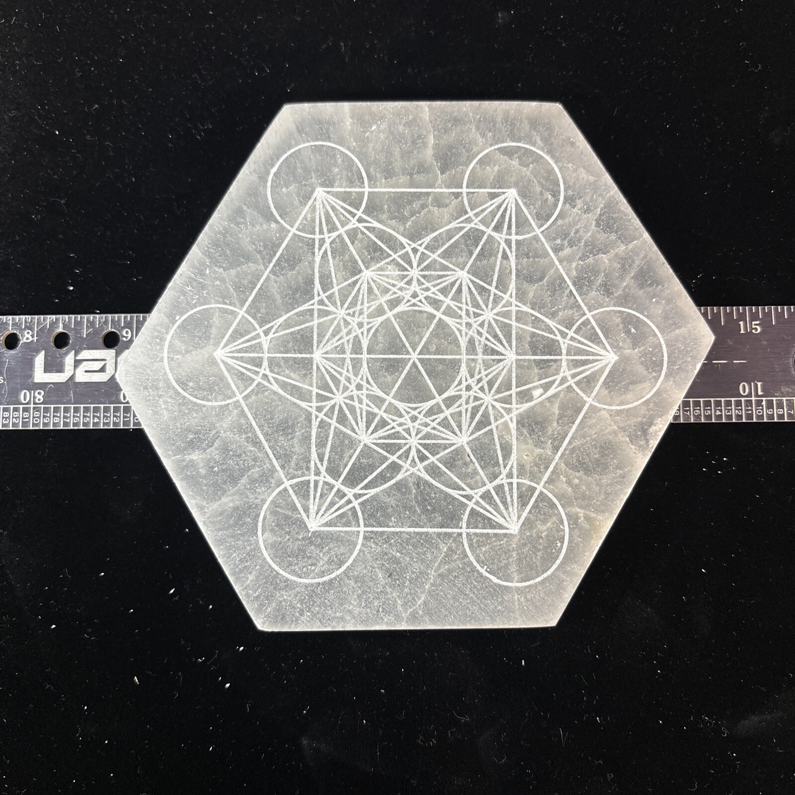 5 1/2” Selenite Charging Plate/grid With Metatrons Cube