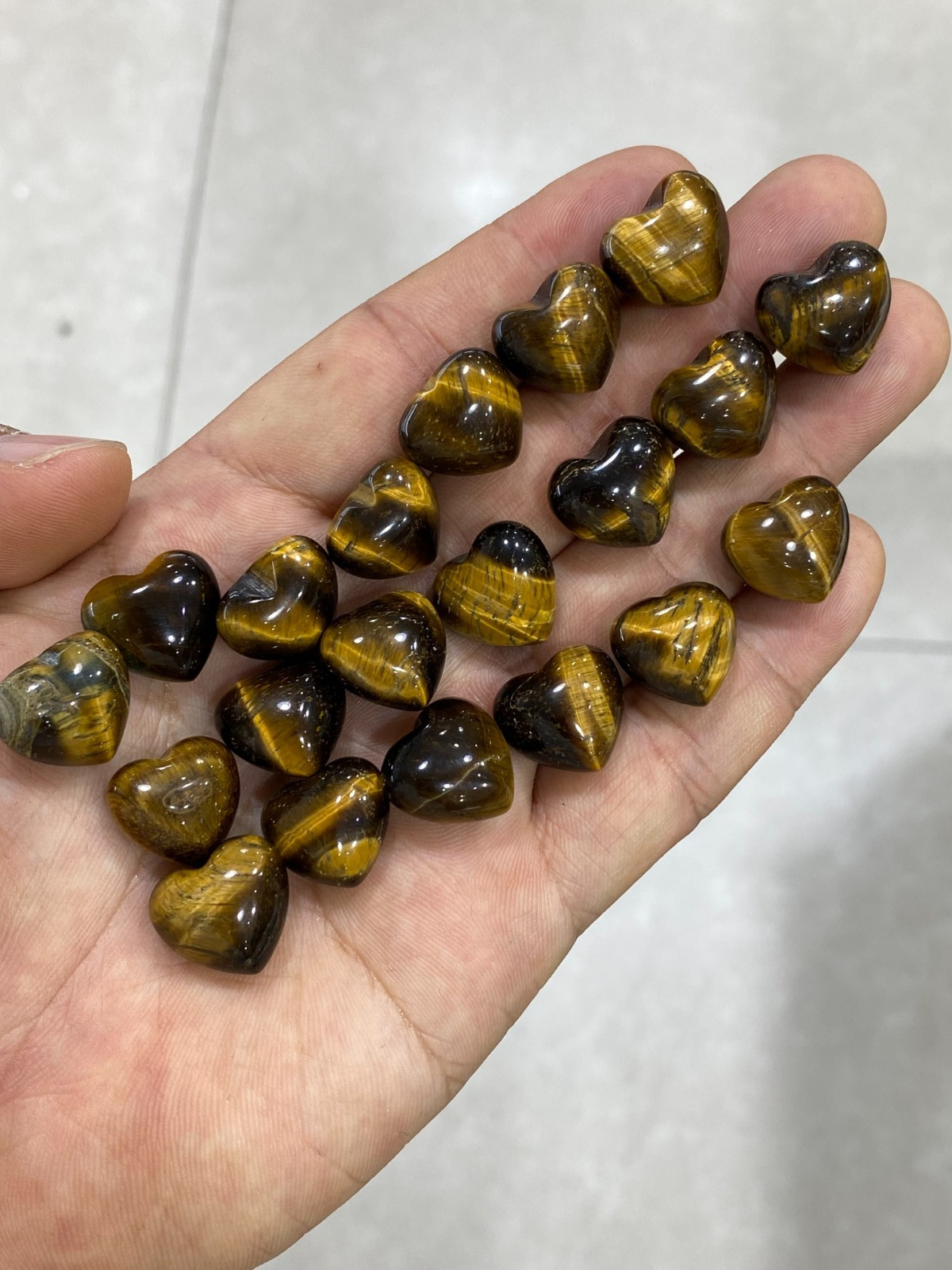 10pc Natural Tiger’s Eye Jasper Mini Heart hand-carved quartz crystal reiki gift