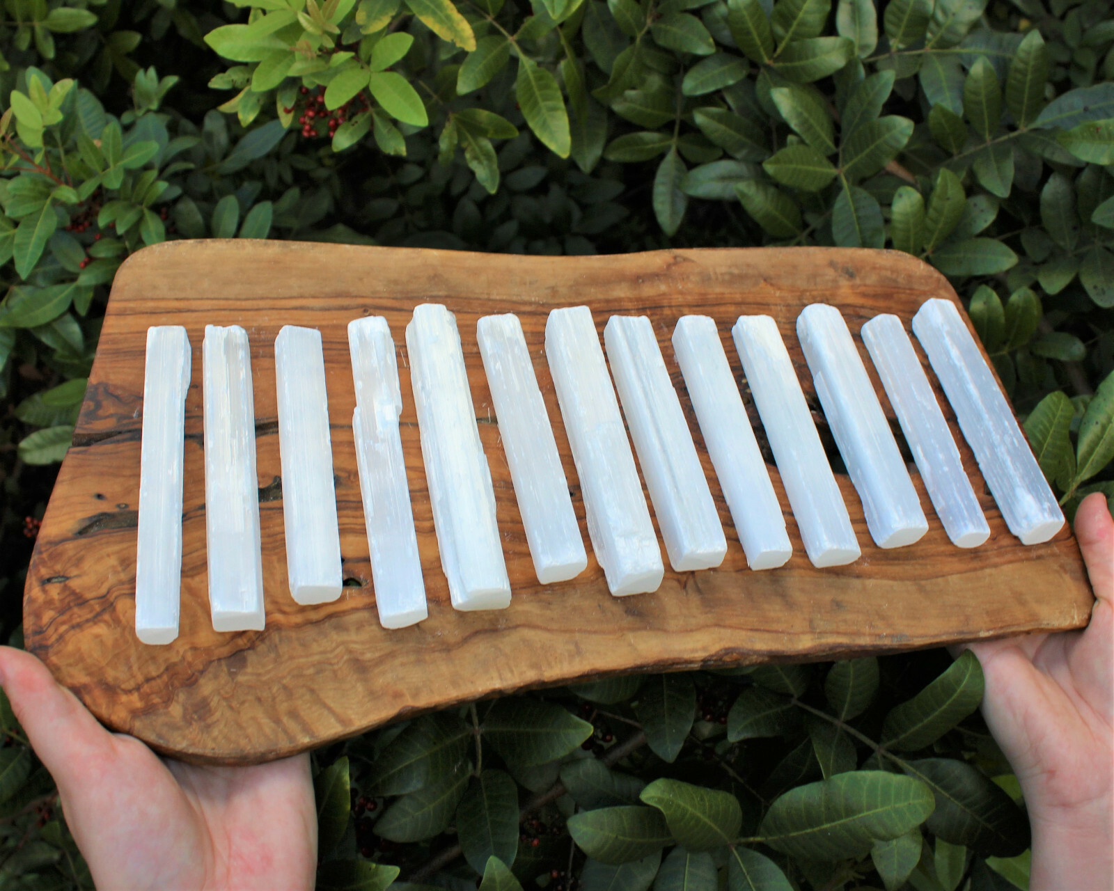 Selenite Sticks: 5″ CHOOSE 1 2 3 4 5 OR 10 Wands (Gypsum, Selenite Grid)