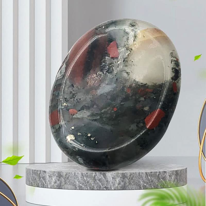 Acxico 2Pcs Bloodstone Jasper Palm Stone Rock Crystal Healing Reiki Polished…