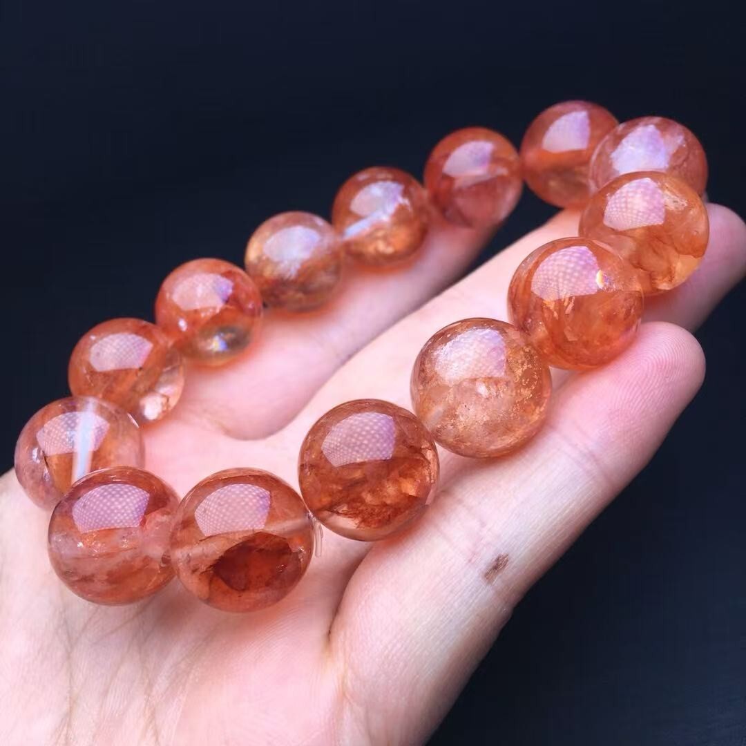 10mm Natural Fire Quartz Bead Bracelet Reiki Crystal Quartz Healing Decorate 1pc