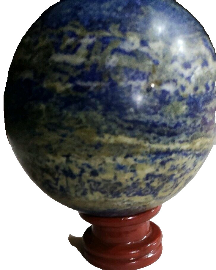 LAPIS LAZULI MINERAL SPECIMEN MEASURES 4.5 INCHES IN DIAMETER