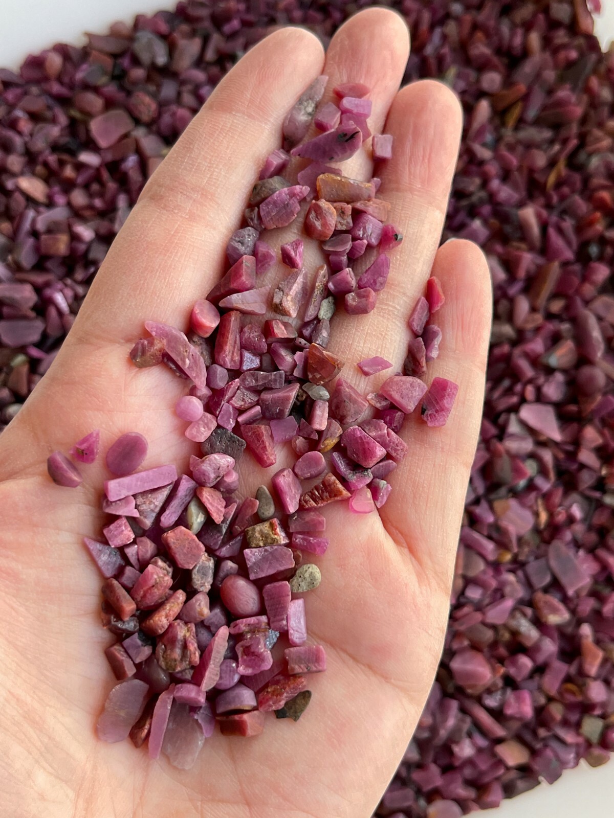 Ruby Semi Tumbled Gemstone Mini Chips 3 – 10 mm, Wholesale Bulk Lot
