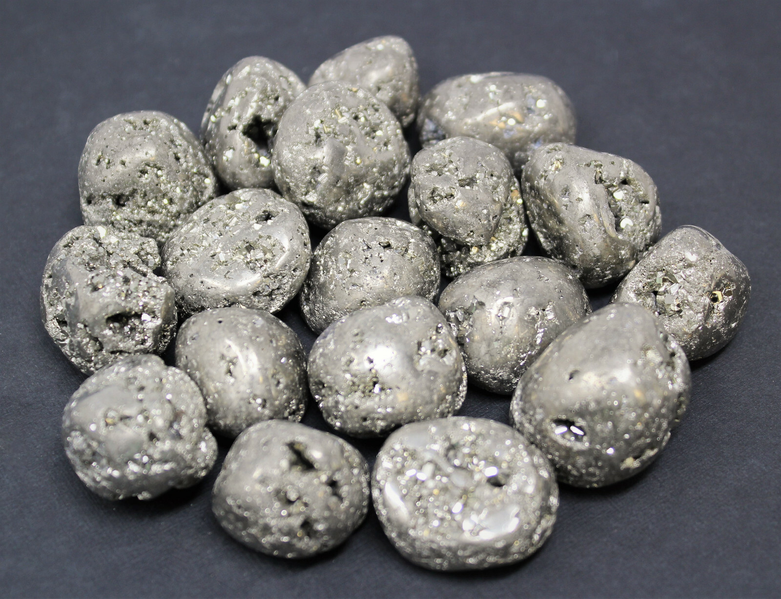 1/2 lb Bulk Lot Pyrite Tumbled Stone (Crystal Healing Reiki Fools Gold) 8 oz