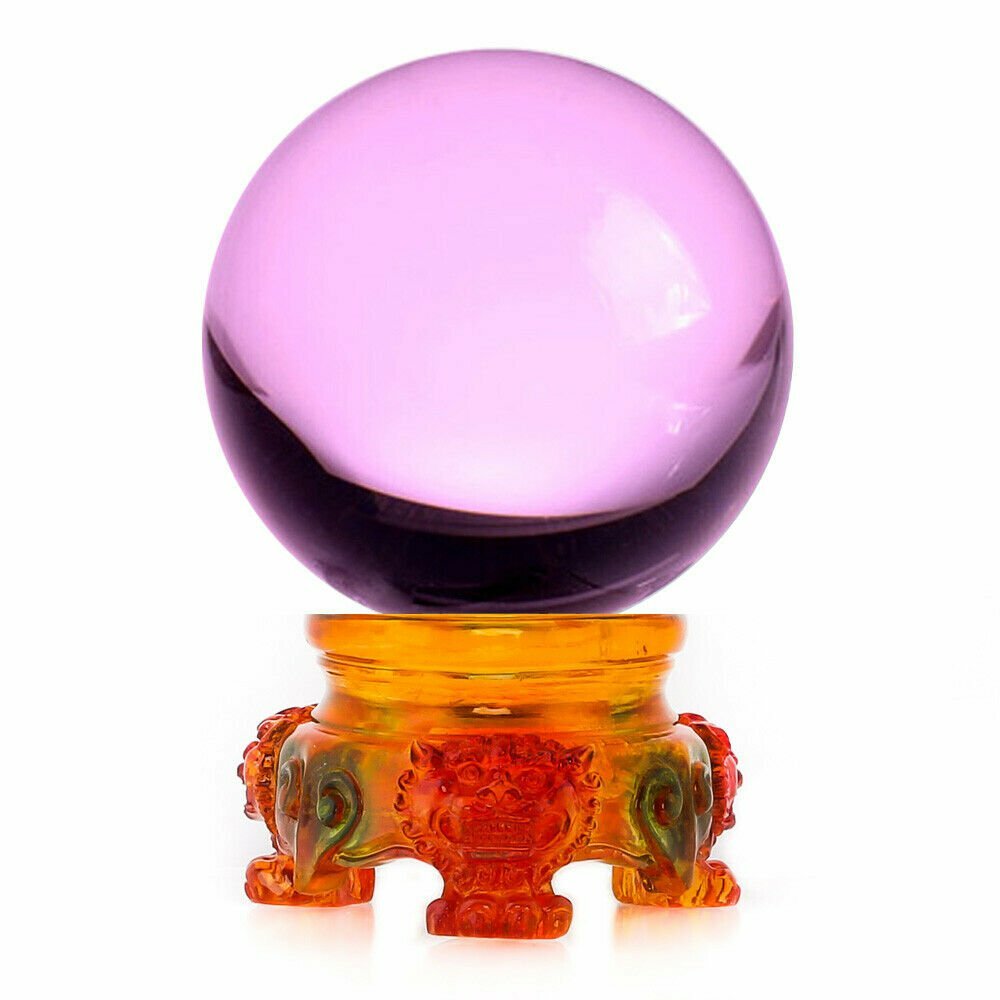 3in (80mm) Crystal Ball with Rainbow Lion Stand 10 colors to choose from