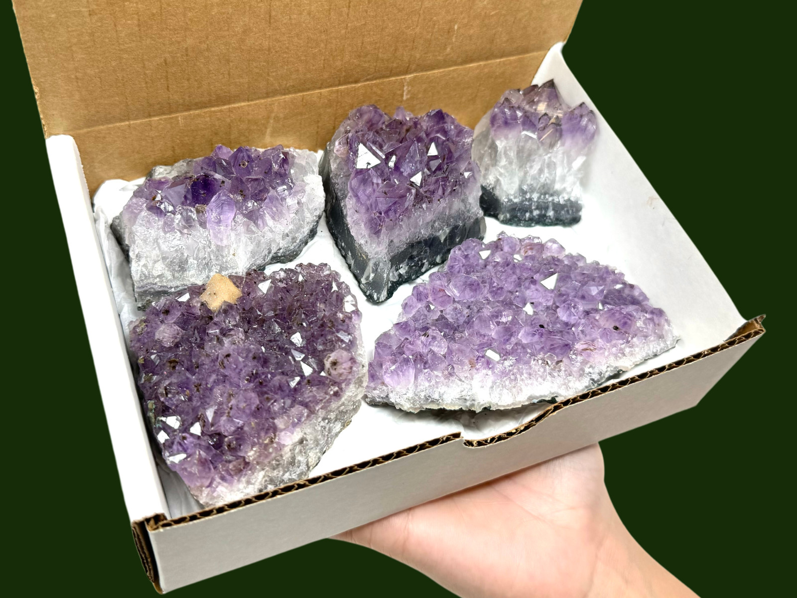 Bulk LARGE Natural Amethyst Crystal Clusters B/C Grade 2lb – 3lb: 4-5 Piece Box