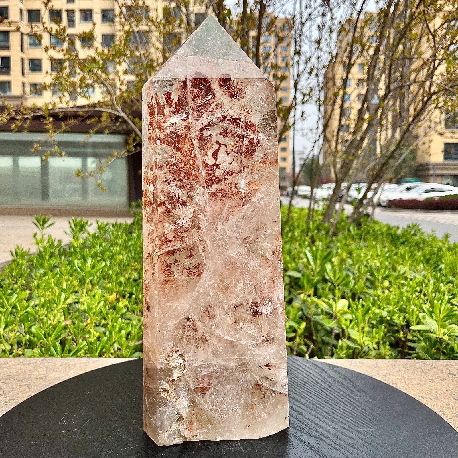 Genuine Clear Quartz Tower Natural Brown Markings Crystal Point Gemstone 11.8 lb