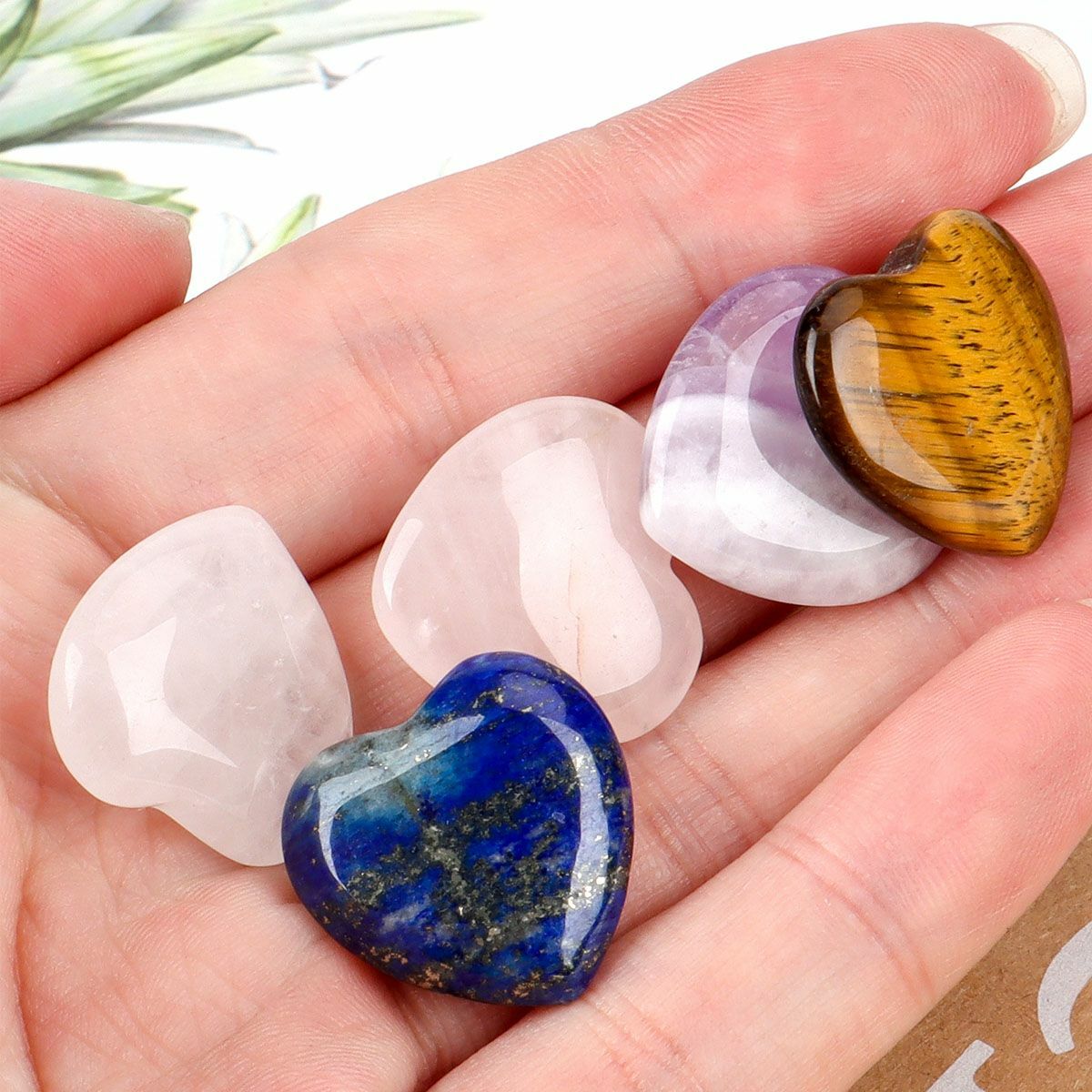 5/10PCS Natural Crystal Quartz Carved Heart Shaped Healing Love Gemstone 20mm