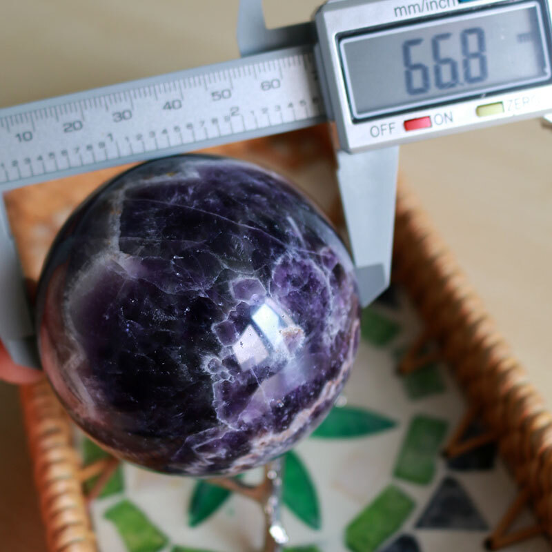 Natural Dream Amethyst Reiki Healing quartz sphere ball crystal stone 66mm stand