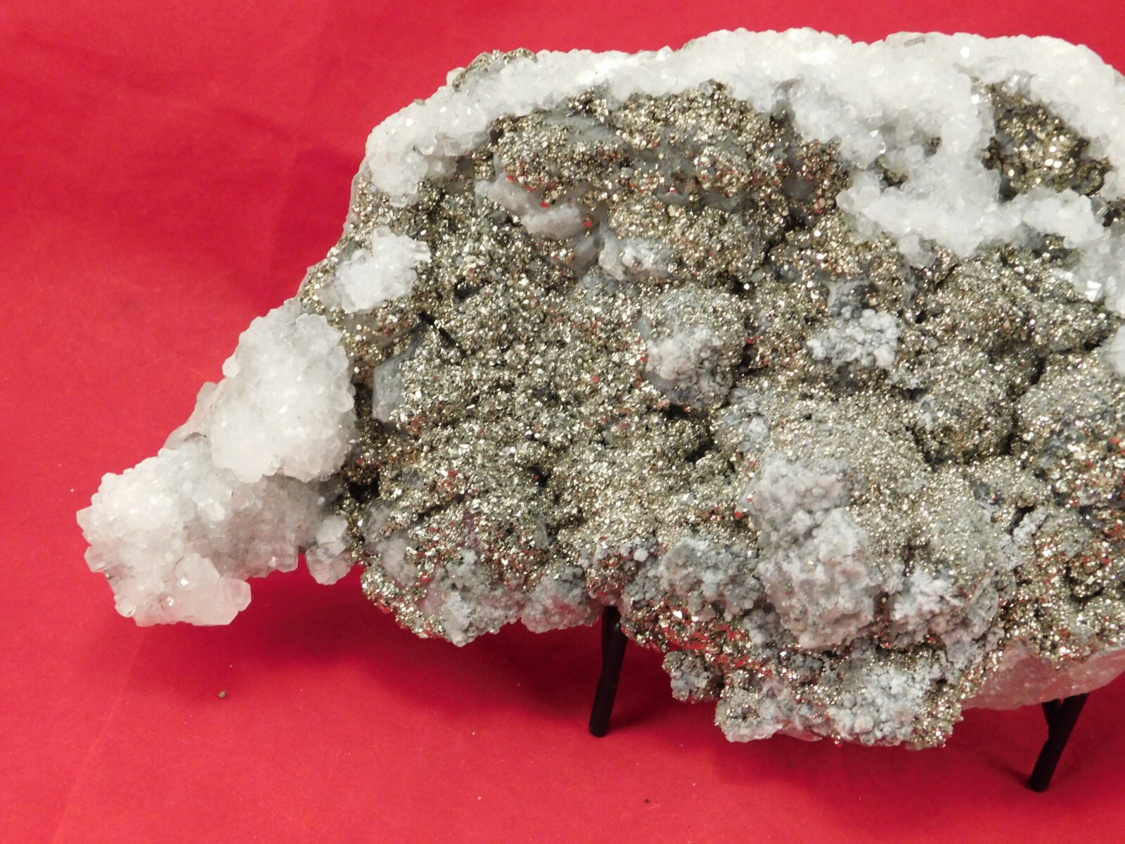 HUGE Pyrite Crystal Cluster With Fluorescent Calcite Crystals Mexico 2020gr