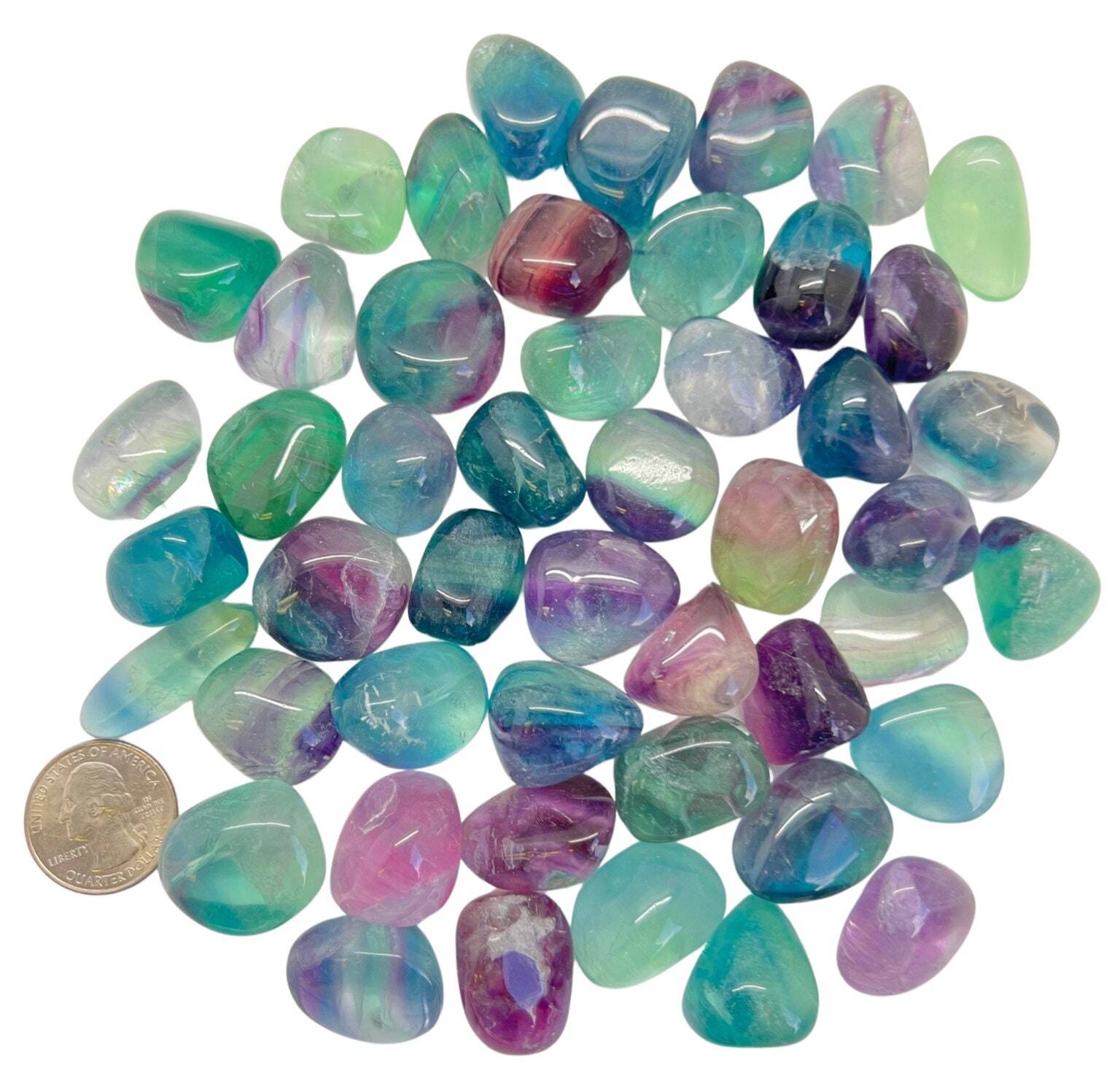 Rainbow Fluorite Tumbled Stone – Grade AA, Natural Fluorite from China