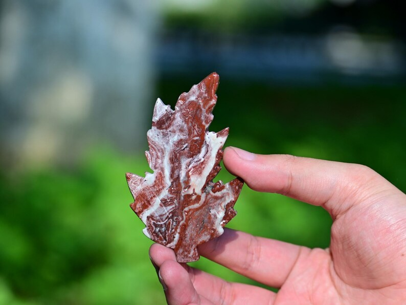 3” Natural carved Mixed material leaf Reiki decor figurine healing gift 1pc