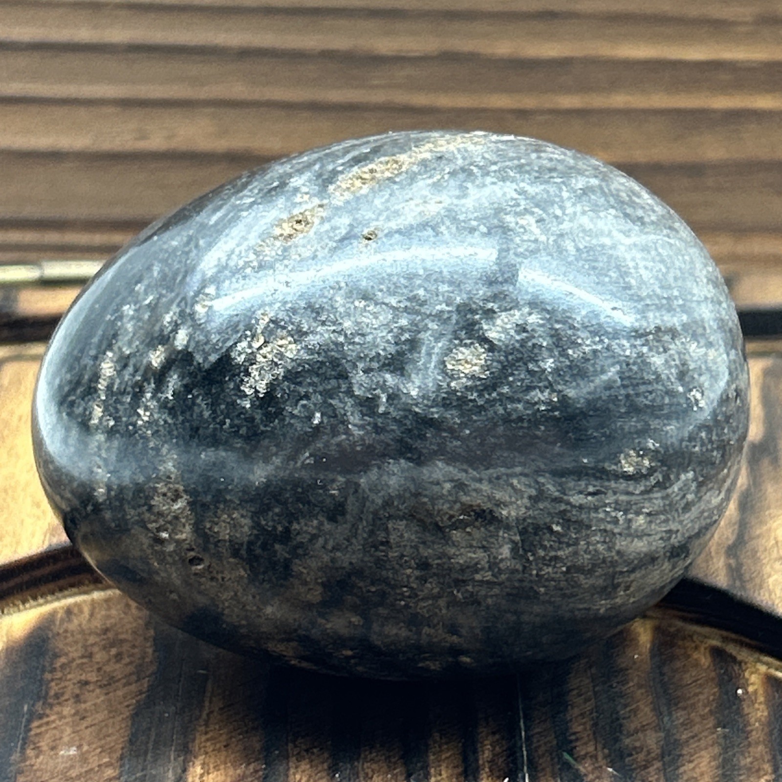 Natural Polished Black Stone Egg Paperweight Decorative Mineral Display