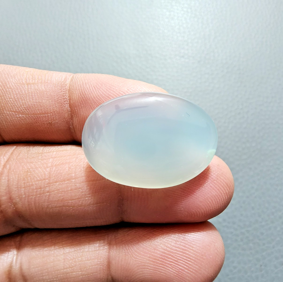 24 Crt Beautiful Sky-Blue Chalcedony Oval Cabochon High Polish Loose Gemstone