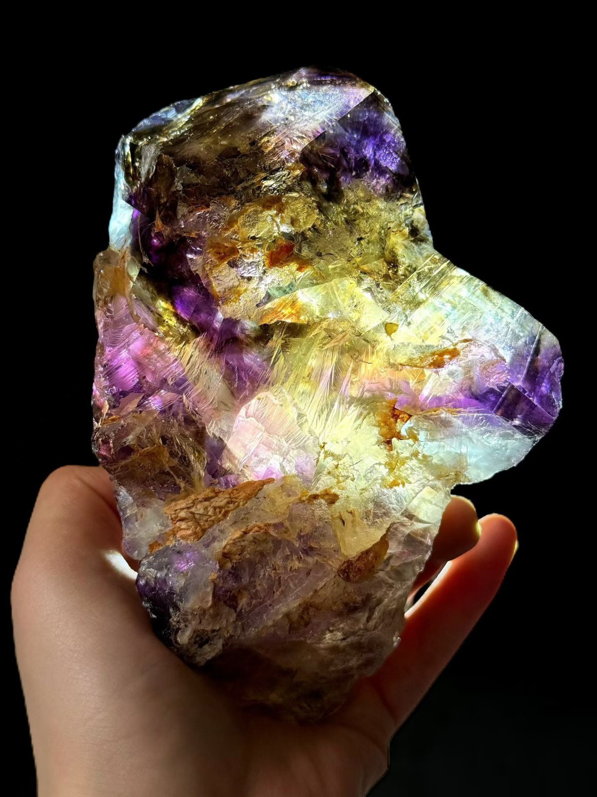 907g Rare Natural Smoky Amethyst skeleton castle Quartz Rough Crystal specimens