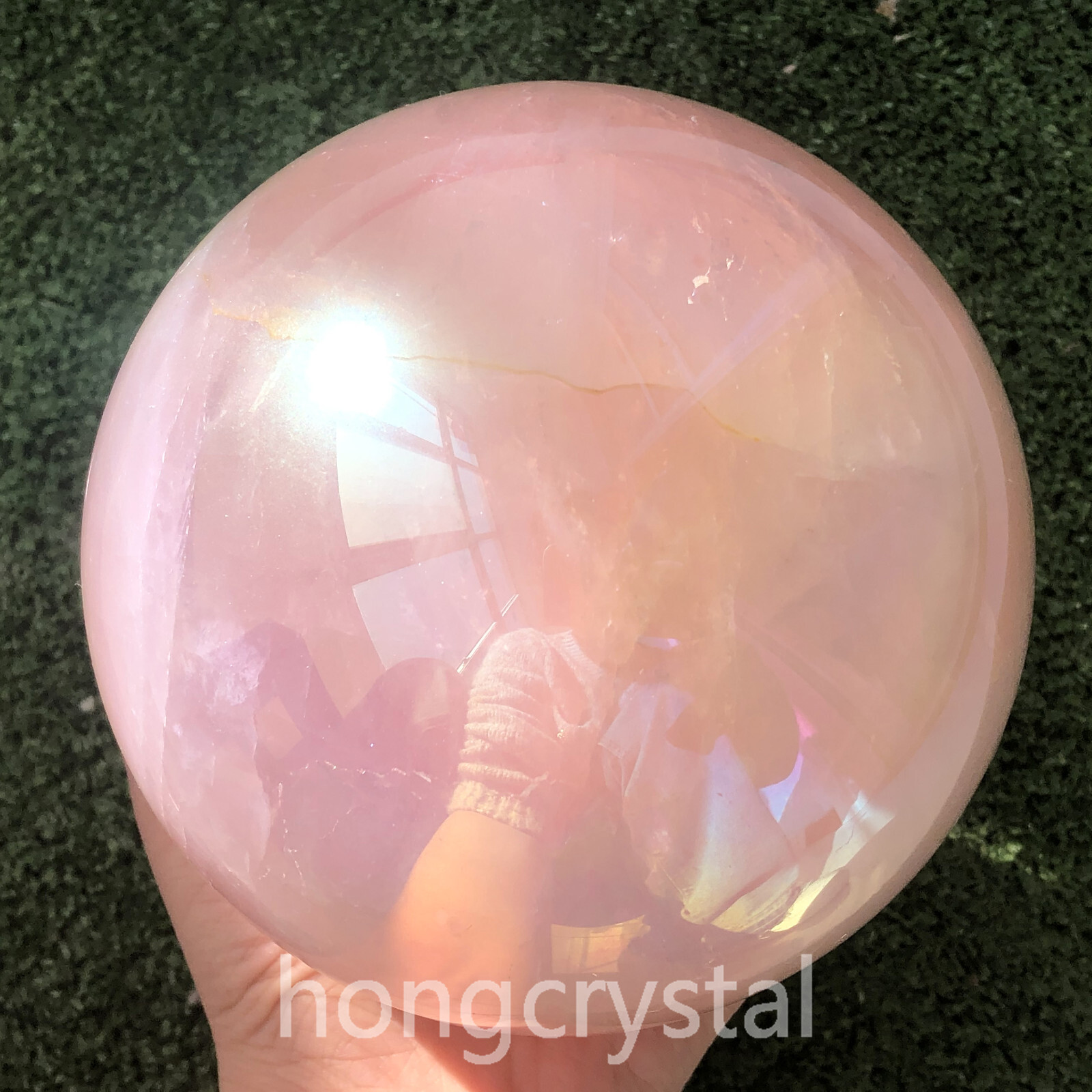 6LB+ Pink titanium aura smelting quartz Sphere Crystal Ball Reiki Healing random