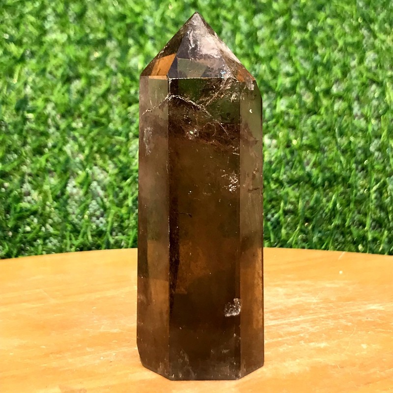 133G Rare Smokey Obelisk Crystal Wand Point Energy Healing Reiki