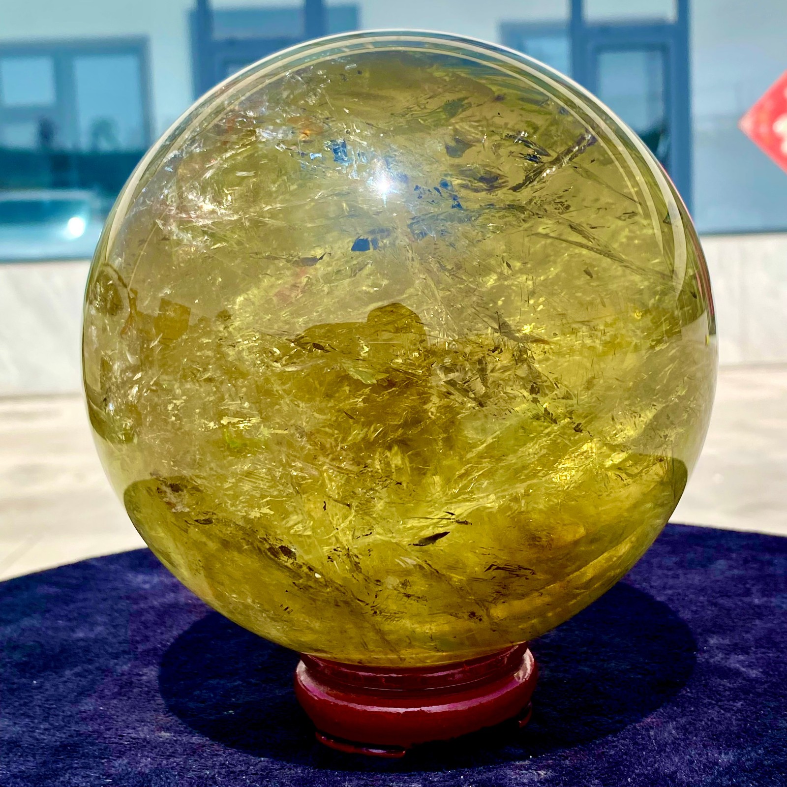 12.23LB Natural Clear Yellow Citrine Sphere Crystal Ball Healing Stone
