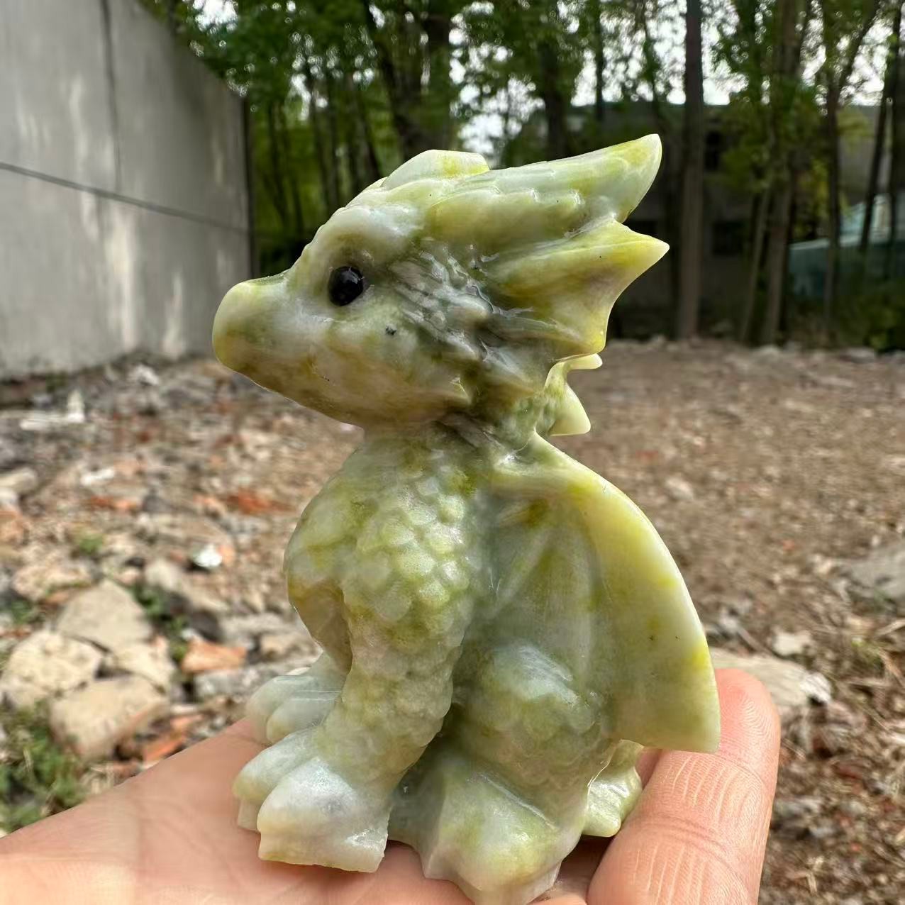 1pc Natural Lantian jade Quartz Carved Little Dragon Crystal Reiki Healing Decor