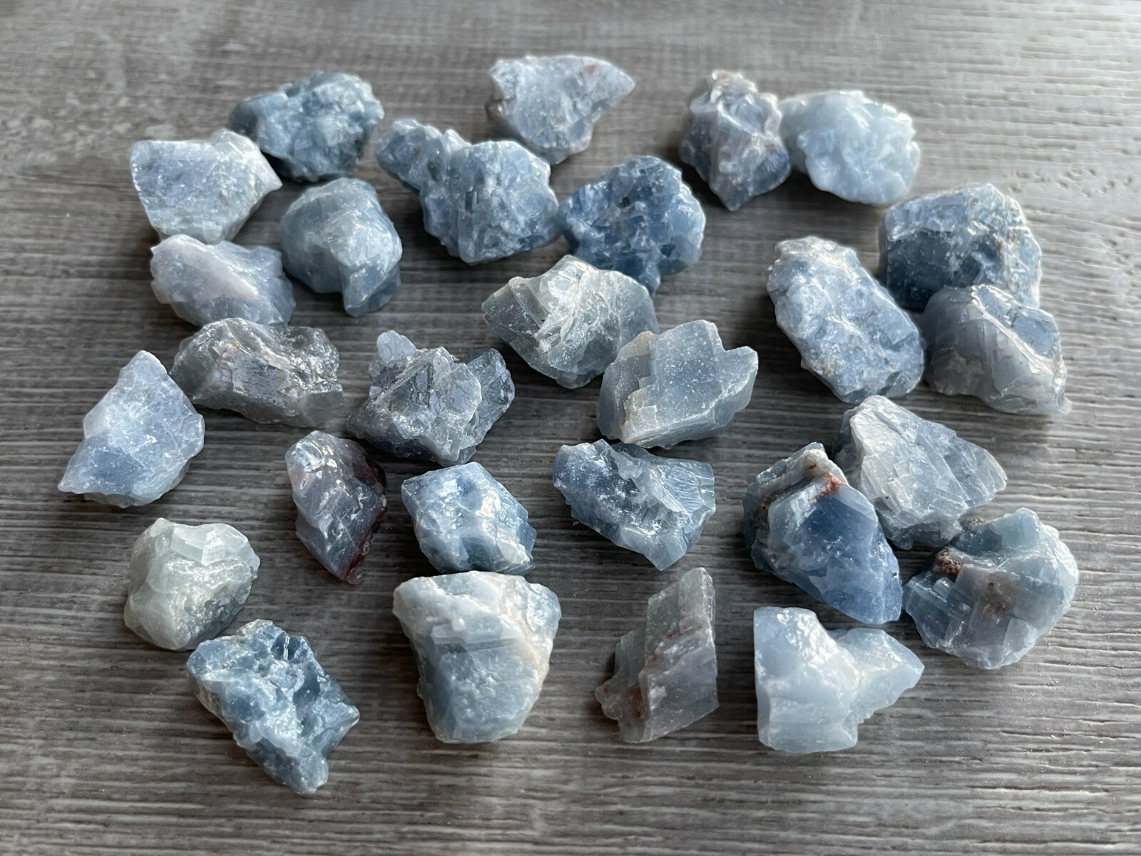 Small Blue Calcite Rough Stones, 0.75″-1.25″ Raw Calcite Blue Chips, Bulk Lot