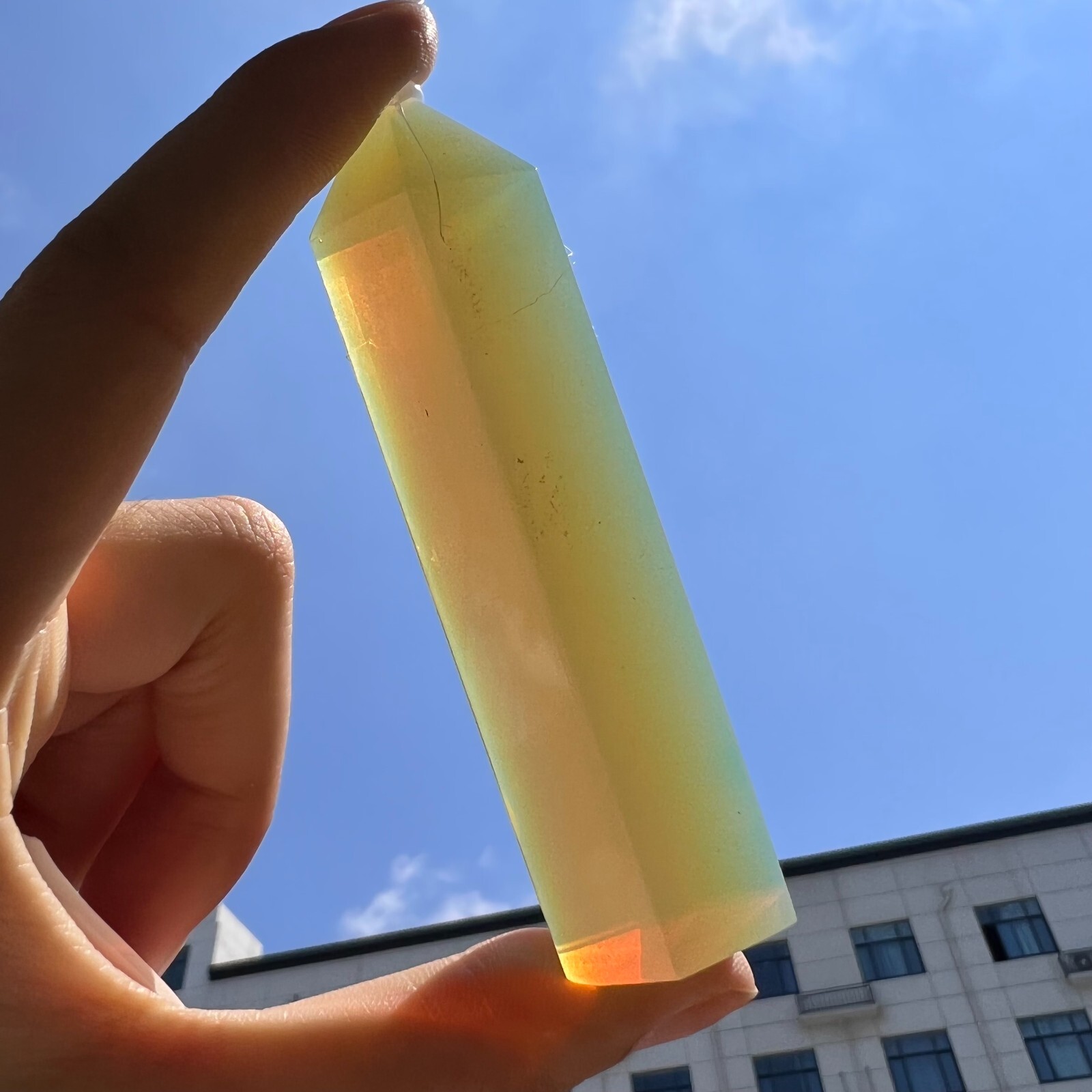 Natural opalite tower Quartz Crystal geode decoration